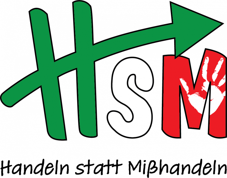 Logo HSM. Unterschrift: Handeln statt Miisshandeln.